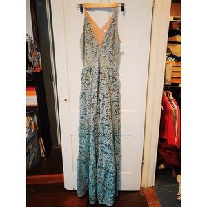 Dress the Population Blue Melina Lace Dress NWT